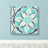 ブルーろうけつ染めタイルIV キャンバスプリント (インサイチュ (ウッドフロア))