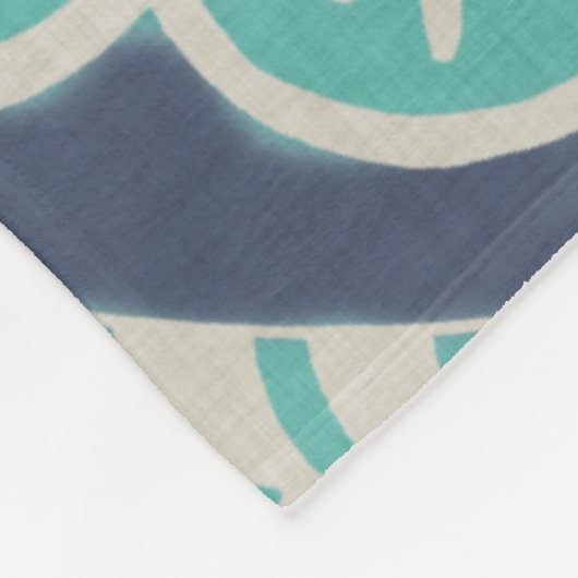 ブルーろうけつ染めタイルIV フリースブランケット (角)