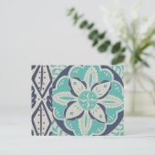 ブルーろうけつ染めタイルIV ポストカード (スタンド正面)