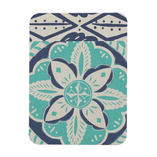 ブルーろうけつ染めタイルIV マグネット (縦)