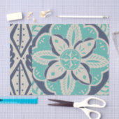 ブルーろうけつ染めタイルIV 薄葉紙 (クラフト)