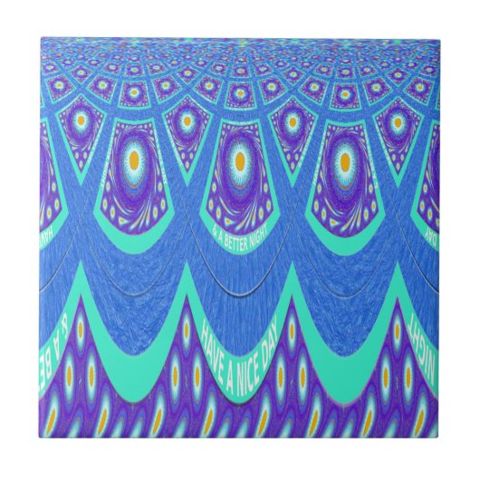 ブルーろうけつ染め タイル (正面)