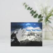 ブルーアイのシベリアンハスキー ハッピーホリデー ポストカード (スタンド正面)