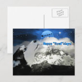 ブルーアイのシベリアンハスキー ハッピーホリデー ポストカード (正面/裏面)