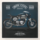 ブルーアイアンカフェオートバイコースター |コースターセット ガラスコースター (正面)