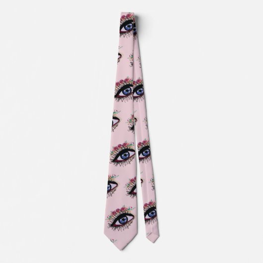 ブルーアイアートと花スケッチネクタイ ネクタイ (正面)