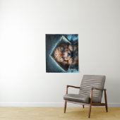 ブルーアイアートと雨の日にかわいい小さな犬 タペストリー (インサイチュ)