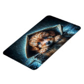 ブルーアイアートと雨の日にかわいい小さな犬 マグネット (左側)