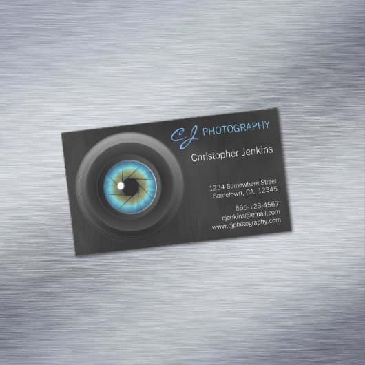 ブルーアイカメラレンズ撮影写真家 マグネット名刺 (インサイチュ)