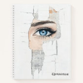 ブルーアイコラージュ抽象芸術アートワーク ノートブック (正面)