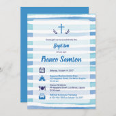 ブルーアイコ航海のンツストライプバプテスマ招待状 招待状 (正面/裏面)