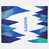 ブルーアイシクル名前をカスタムする フリースブランケット (正面(横))