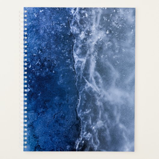 ブルーアイスクラック抽象芸術アート写真 プランナー手帳 (正面)