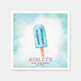 ブルーアイスクリームウォーターカラー誕生日 スタンダードカクテルナプキン
