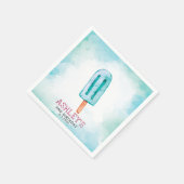 ブルーアイスクリームウォーターカラー誕生日 スタンダードカクテルナプキン (角)