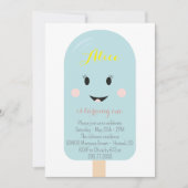 ブルーアイスクリームコーンスクープ誕生日パーティー 招待状 (正面)