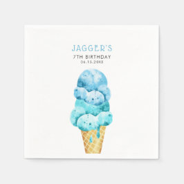 ブルーアイスクリームコーンバースデーパーティー スタンダードカクテルナプキン