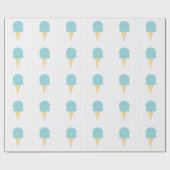 ブルーアイスクリームコーン振りかける星玉 ラッピングペーパー (フラット)