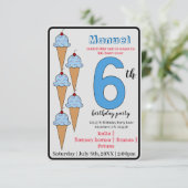 ブルーアイスクリームコーン6thバースデーパーティーキッズ 招待状 (スタンド正面)