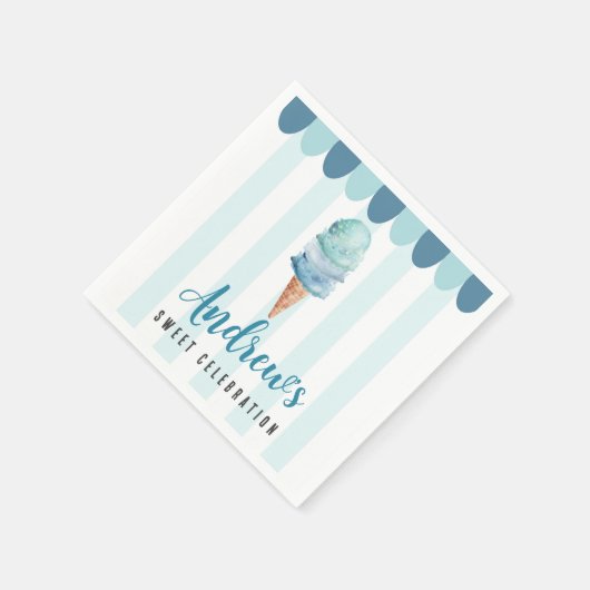 ブルーアイスクリームバースデーパーティナプキンス スタンダードカクテルナプキン (角)