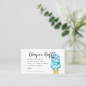 ブルーアイスクリームベビーシャワーおむつラッフルチケット エンクロージャーカード (スタンド正面)