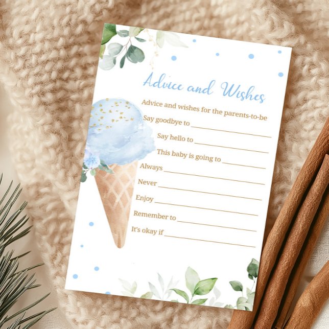 ブルーアイスクリームベビーシャワーのアドバイスと願い事ゲーム (Ice Cream Baby Shower Advice and Wishes Game)