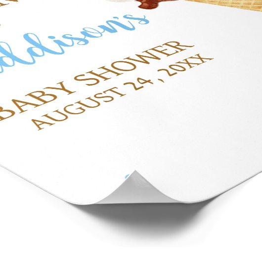 ブルーアイスクリームベビーシャワーへようこそ ポスター (角)