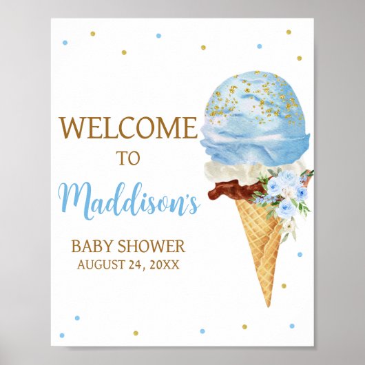 ブルーアイスクリームベビーシャワーへようこそ ポスター (正面)