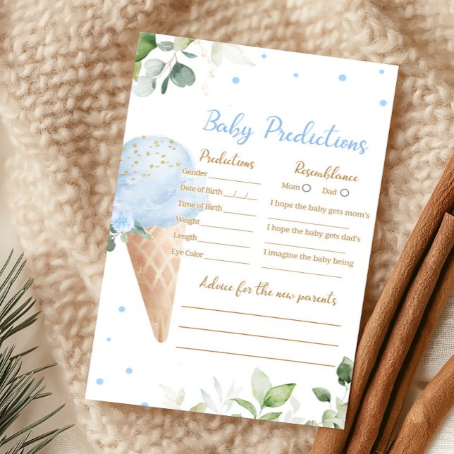 ブルーアイスクリームベビーシャワーベビー予測ゲーム (Ice Cream Baby Shower Baby Predictions Game)