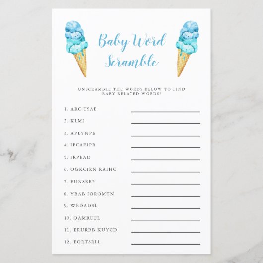 ブルーアイスクリームベビーワードスクランブルゲーム (正面)