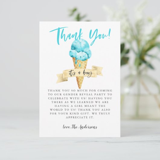ブルーアイスクリームボーイジェンダーパーティー サンキューカード (スタンド正面)