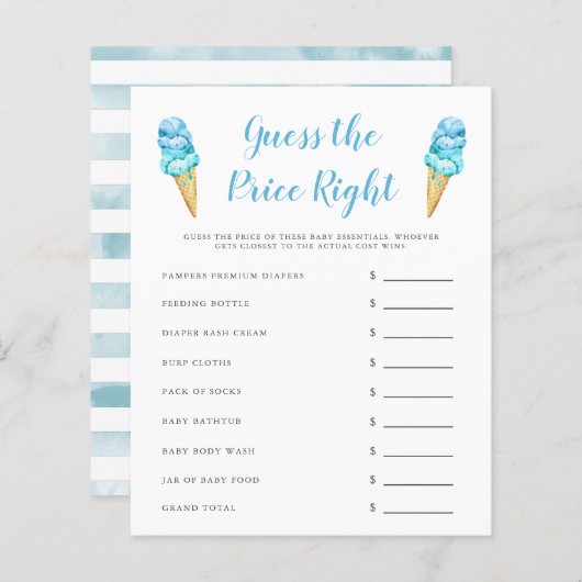 ブルーアイスクリーム価格を推測する右ゲーム (正面/裏面)