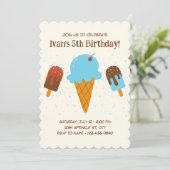 ブルーアイスクリーム誕生日招待状 招待状 (スタンド正面)