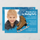 ブルーアイススケートで滑るパーティの招待状 招待状 (正面/裏面)