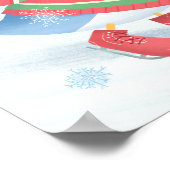 ブルーアイススケートで滑るペンギンアートプリント ポスター (角)