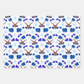 ブルーアイススケート場のカスキーかわいいクリスマストナカイ ラッピングペーパーシート (正面3)