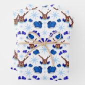 ブルーアイススケート場のカスキーかわいいクリスマストナカイ ラッピングペーパーシート (インサイチュ)