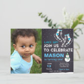 ブルーアイススケート誕生日招待状と写真 招待状 (スタンド正面)