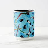 ブルーアイスホッケーテーマ ツートーンマグカップ (中央)