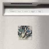ブルーアイズがクローズアップされたタビー猫 マグネット (インサイチュ (食洗機))