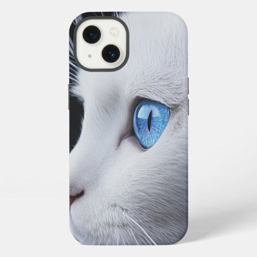 ブルーアイズの愛らしい白猫 – iPhone 13 カバー (裏面)