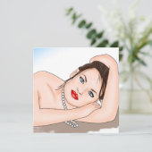 ブルーアイズアートカードと真珠の美しい女性 招待状 (スタンド正面)