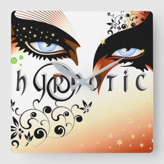 ブルーアイズファッション化粧 スクエア壁時計 (正面)