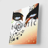 ブルーアイズファッション化粧 スクエア壁時計 (傾斜)