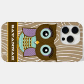 ブルーアイズフクロウ木目ジグザグカラーの選択 Case-Mate iPhoneケース (裏面 (横))