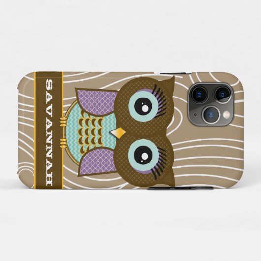 ブルーアイズフクロウ木目ジグザグカラーの選択 Case-Mate iPhoneケース (裏面(横))