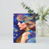 ブルーアイズブロンド抽象芸術イン銀河系 ポストカード (スタンド正面)
