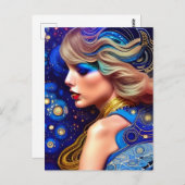 ブルーアイズブロンド抽象芸術イン銀河系 ポストカード (正面/裏面)
