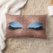 ブルーアイズメタリックグリッターメイクアップまつげハート ランバークッション (ブランケット)