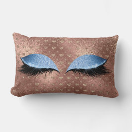 ブルーアイズメタリックグリッターメイクアップまつげハート ランバークッション